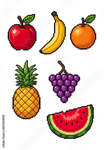 Pixelated fruits illustration