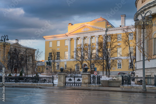 The building of the Institute of Asian and African Studies at Moscow State University (MSU) on Mokhovaya Street on a winter day, Moscow, Russia