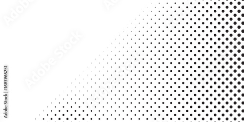 Dotted halftone gradient texture. Vanishing polka dot background. Repeating dots gradation pattern background. Black fading comic pop art overlay