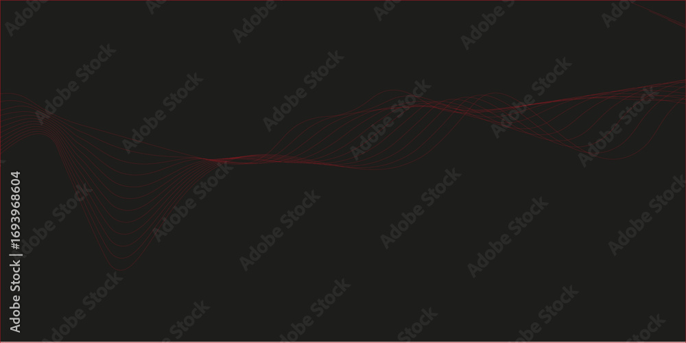 Fototapeta premium Luxurious and Vivid Red Gradient Wave Lines Sweeping Across a Black Background, Creating Depth and Movement for Premium Templates, Posters, or Backgrounds