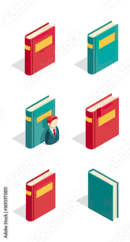 Books and person illustration