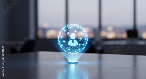 Digital hr management human resources technology and recruitment globe