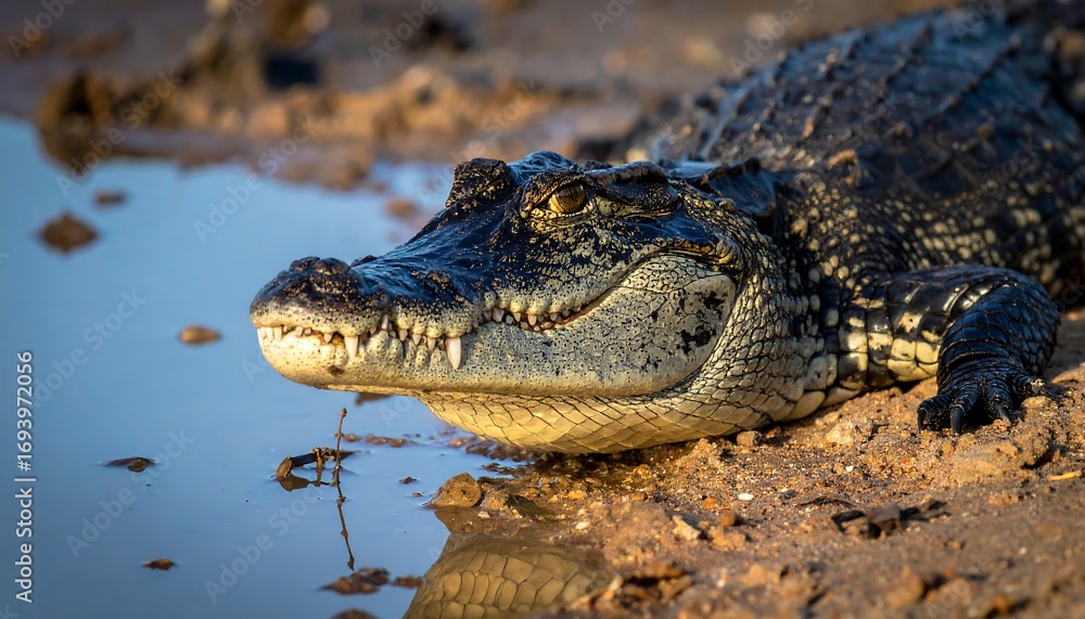 Obraz premium Crocodile by a puddle