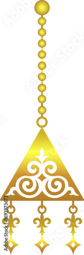 Golden Kazakh pendant with beads № S2-06