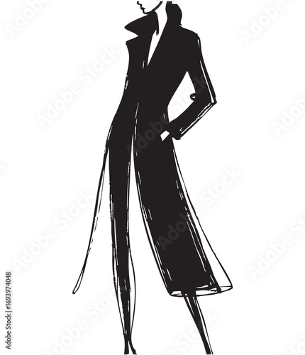 Fashion models silhouettes, hand drawn sketch. Abstract female , contemporary design, vector illustration