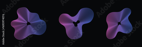 Music equalizer and sound wave. Circular sound waves, depicting audio music ,icons and logos for equalizers, radial spectrum designs, ring patterns. eps 10