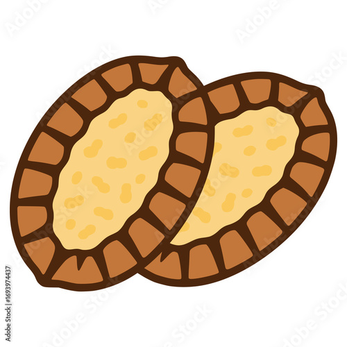 Karjalanpiirakka Finnish Karelian pie flat color vector illustration template design