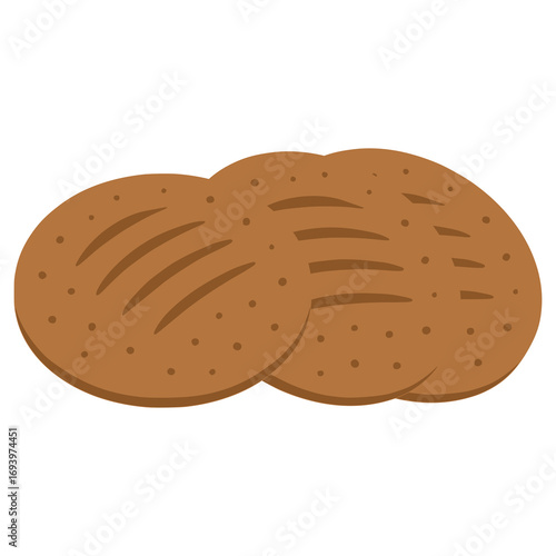 Ruisleipä Finnish rye bread flat color vector illustration template design