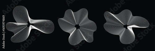 Set of abstract liquid shapes with editable stroke vector element . Set of abstract liquid, irregular, blob lines, dynamic forms, shapes on white background . 