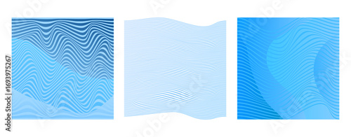 SET ILLUSTRATION ABSTRACT COLORFUL BLUE GRADIENT WAVY LINES PATTERN BACKGROUND. GOOD FOR WALLPAPER, COVER DESIGN 