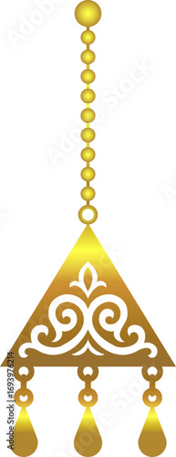Golden Kazakh pendant with beads № S2-07