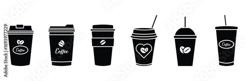 Coffee cup icon. Coffee paper cup icon set. Disposable coffee cup. Coffee cup icon with different style. eps 10