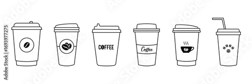 Coffee cup icon. Coffee paper cup icon set. Disposable coffee cup. Coffee cup icon with different style. eps 10