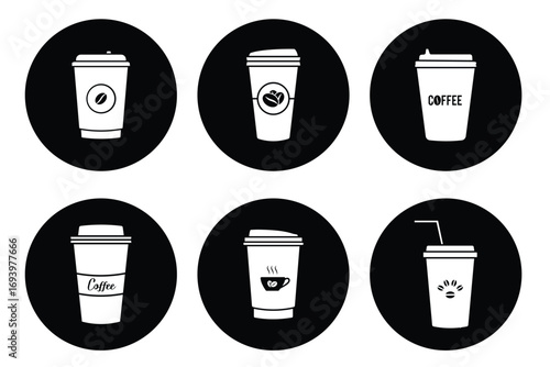 Coffee cup vector icon set . Paper coffee cup icon isolated on white background. eps 10