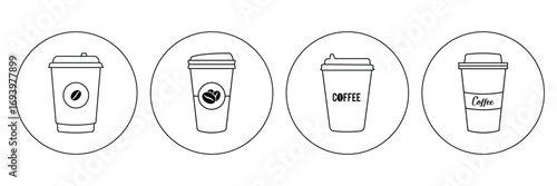 Coffee cup vector icon set . Paper coffee cup icon isolated on white background. eps 10