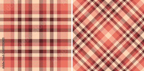 Check background vector of tartan pattern fabric with a seamless textile plaid texture. Set in gold colors. Fashion trends for every season and holiday.