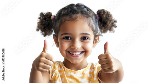 Portrait of a happy girl showing Thumbs-up