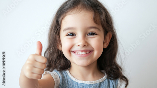 Portrait of a happy girl showing Thumbs-up