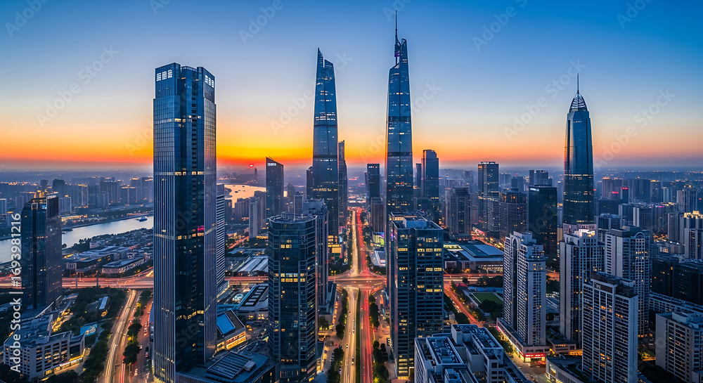 Fototapeta premium Drone Aerial Cityscape
