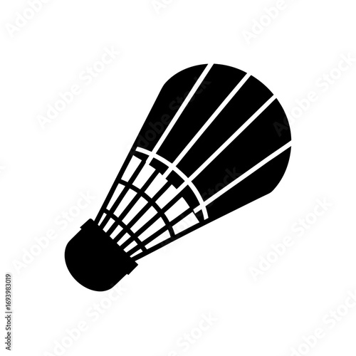 Silhouette of a badminton shuttlecock icon on transparent background