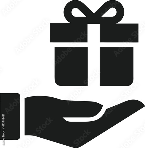 Hand holding a gift box icon for Giving Tuesday present