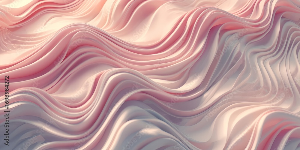 Fototapeta premium Abstract wavy surface in shades of light pink beige and white showing smooth curved lines with