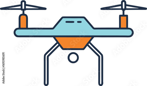 Stylized icon of a quadcopter drone with blue and orange accents