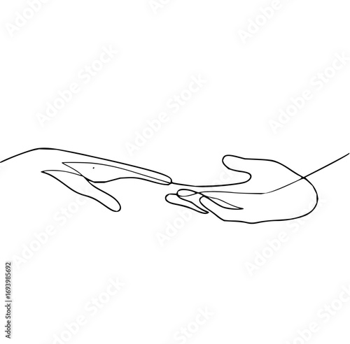 Two hands reaching for connection, a symbol of hope and unity in a minimalist design