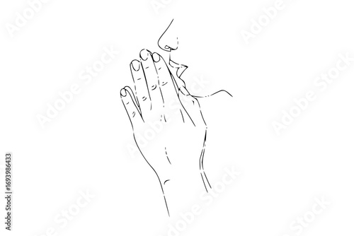 Whispering a secret, sharing confidential information discreetly with a hand covering lips