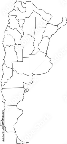 A clean, minimalist outline map of Argentina with all provincial borders clearly defined. It's ideal for striking infographics, reports, or data visualization.


