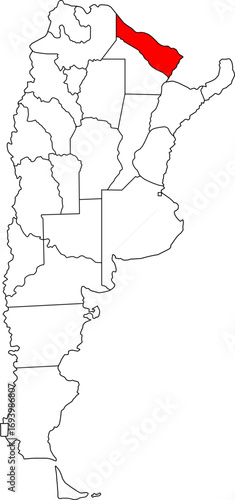 A vector map of Argentina highlighting the Formosa province. Ideal for geographical studies, cross-border reports, and data visualization projects.

