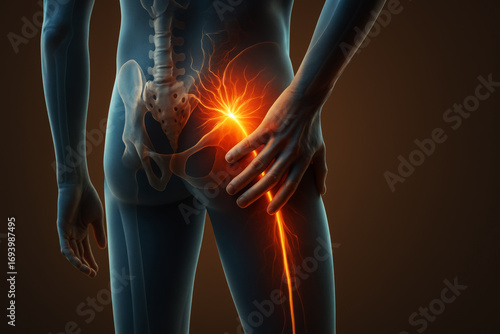Sciatic nerve pain hip pain radiating down leg human anatomy