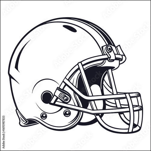 Illustrated American football helmet showcasing protection gear and sports equipment suitable for design or decoration in games