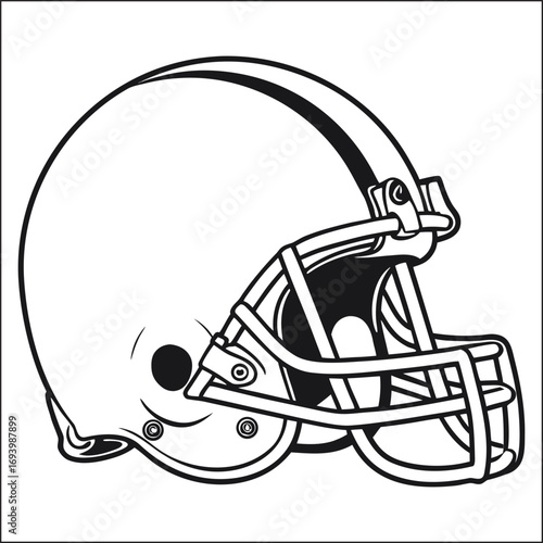 Illustrated American football helmet showcasing protection gear and sports equipment suitable for design or decoration in games