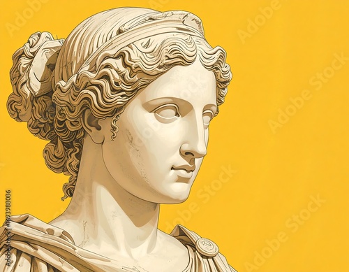Classical bust, yellow background