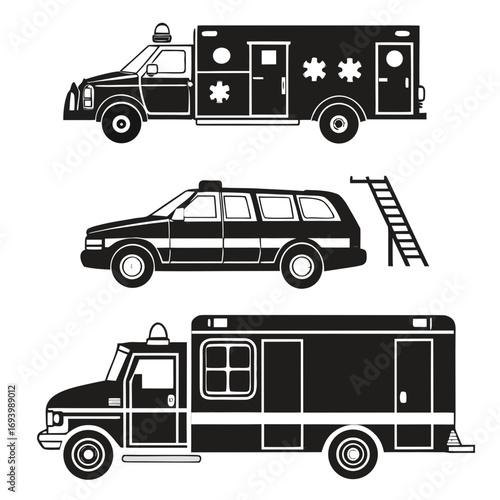 Emergency vehicles ambulance fire truck police car rescue