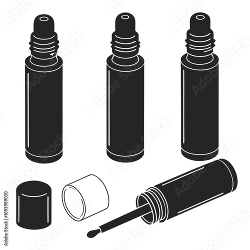 Essential oil bottles and roller applicator roller bottle black silhouette