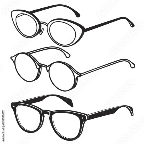 Eyewear styles black white silhouettes sunglasses spectacles