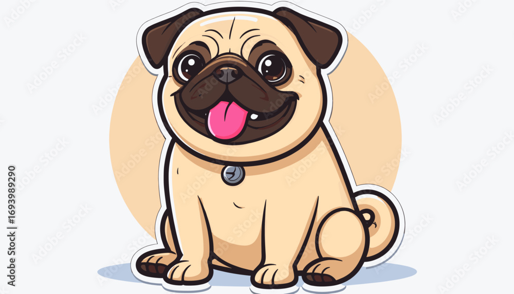 Obraz premium Cartoon pug dog with playful expression