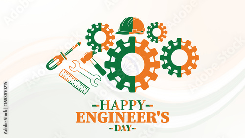Happy Engineer's Day India | Gears, Tools & Indian Flag Celebration Design