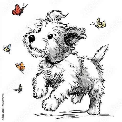 cute dog illustration on white page