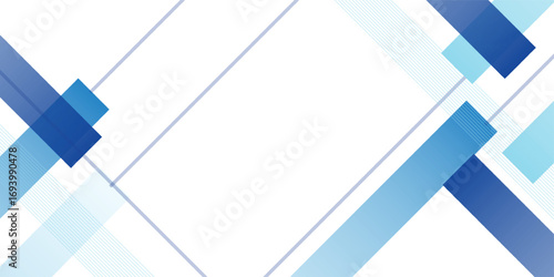Vector blue abstract geometric background with gradient rectangle and line stripes on white background. Modern corporate concept design for presentation background, banner, poster, cover, and more