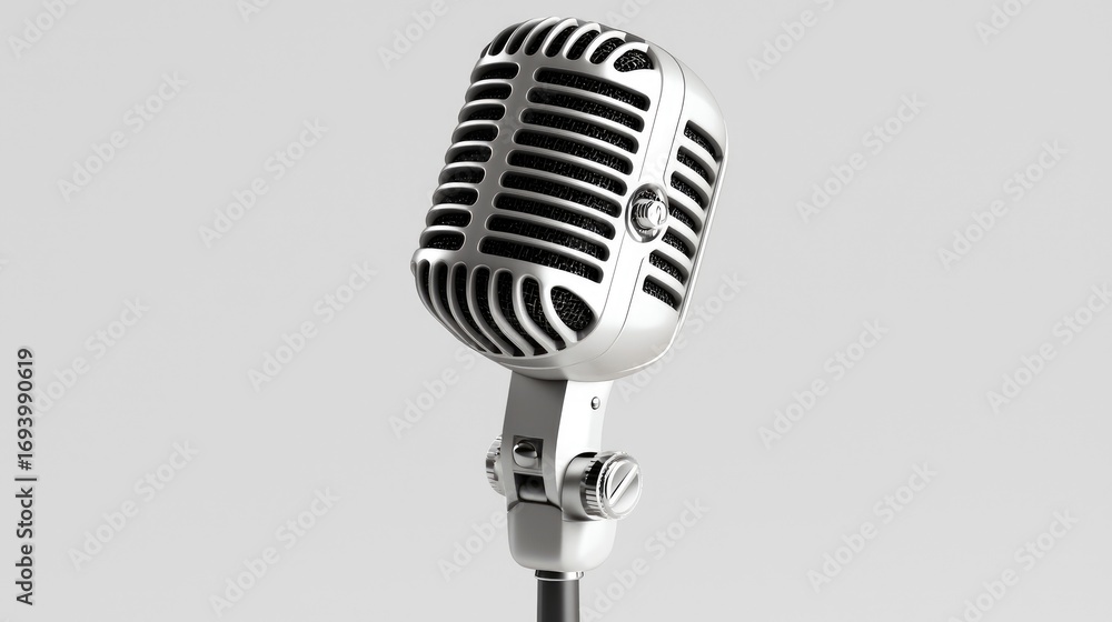 Fototapeta premium Vintage Style Microphone with Classic Design for Music, Broadcasting, and Recording in Professional Studio Setting