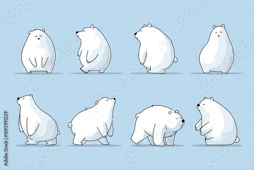 Cute polar bear illustrations in various poses.