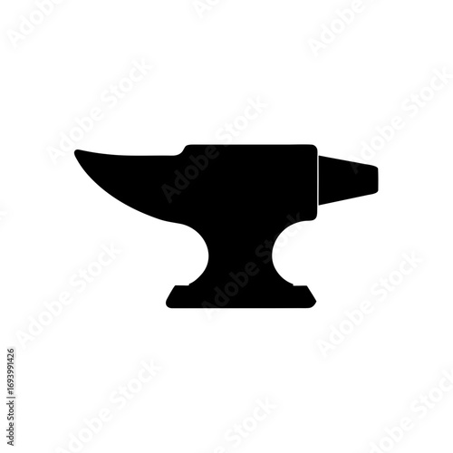 Silhouette of a black anvil on transparent background