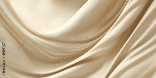 Soft beige silk fabric folds