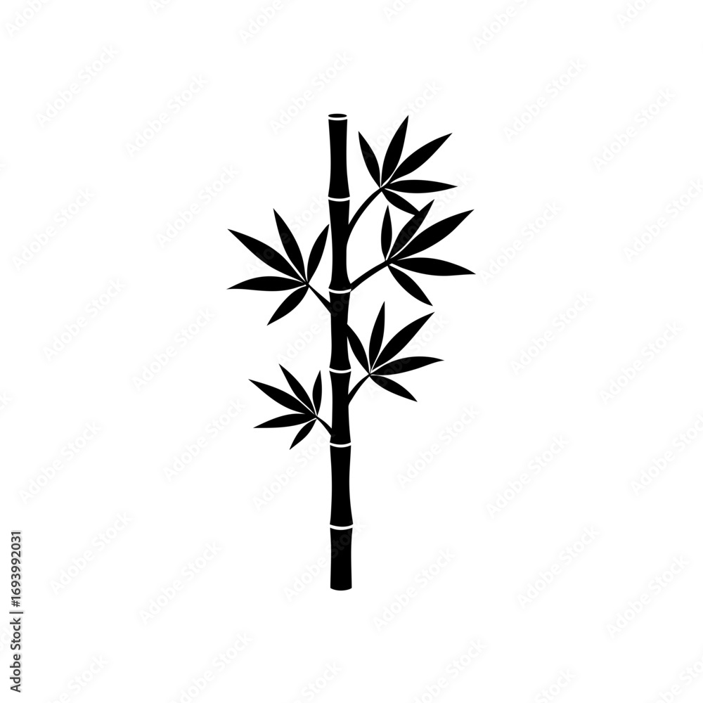 Naklejka premium Silhouette of bamboo plant art on transparent background