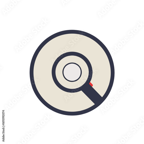 A minimalist top-down 2D flat vector illustration of a megaphone, showcasing its clean circular and conical shapes with solid colors and sharp lines, isolated on a pure white background.