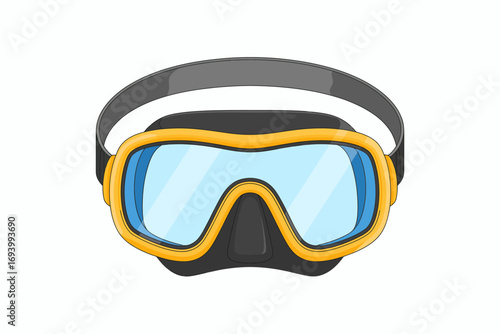 Vector illustration of a swimming mask for diving or snorkeling. Underwater exploration and sports equipment concept.