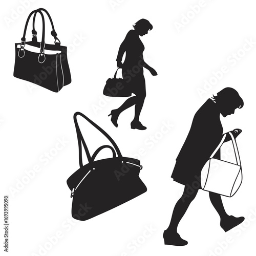 Women carrying handbags silhouettes fashion accessories